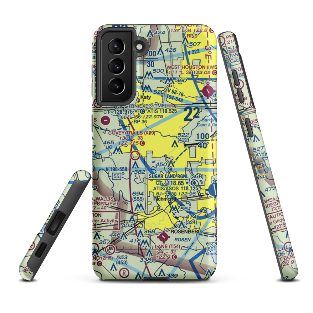 Westheimer Air Park (O07) VFR Sectional Samsung Phone Case Samsung Galaxy S21 Plus model shown