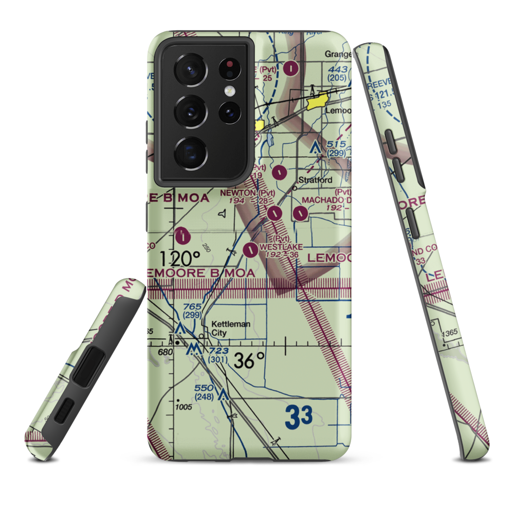 Westlake Farms Airport (92CA) VFR Sectional Samsung Phone Case Samsung Galaxy S21 Plus model shown