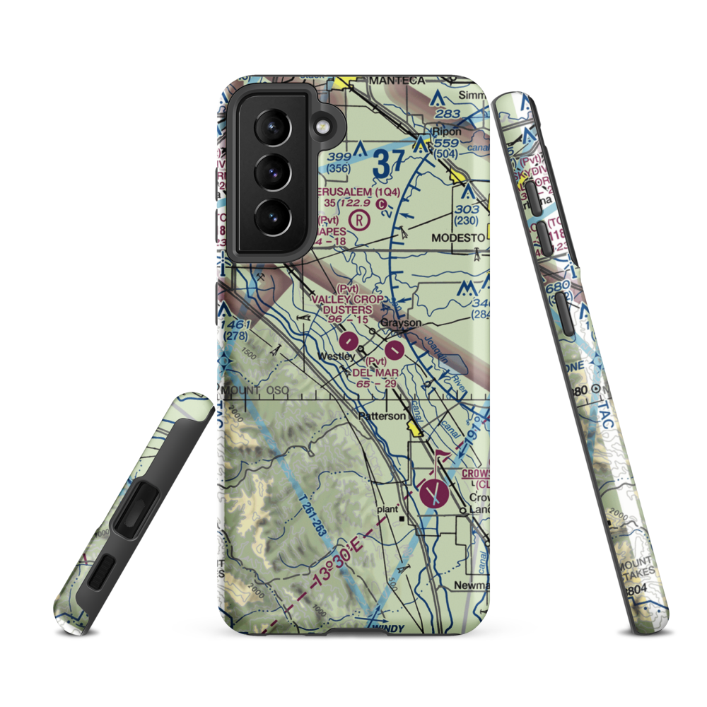 Westley Airport (CA67) VFR Sectional Samsung Phone Case Samsung Galaxy S21 Ultra model shown