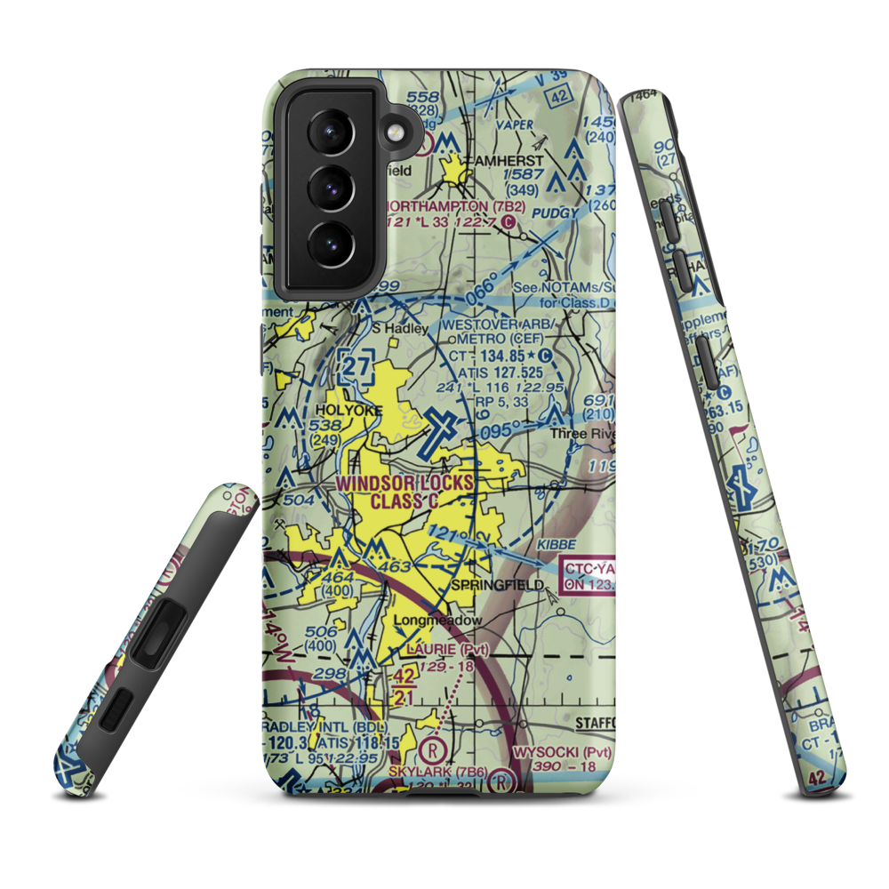 Westover ARB/Metropolitan Airport (CEF) VFR Sectional Samsung Phone Case Samsung Galaxy S21 FE model shown