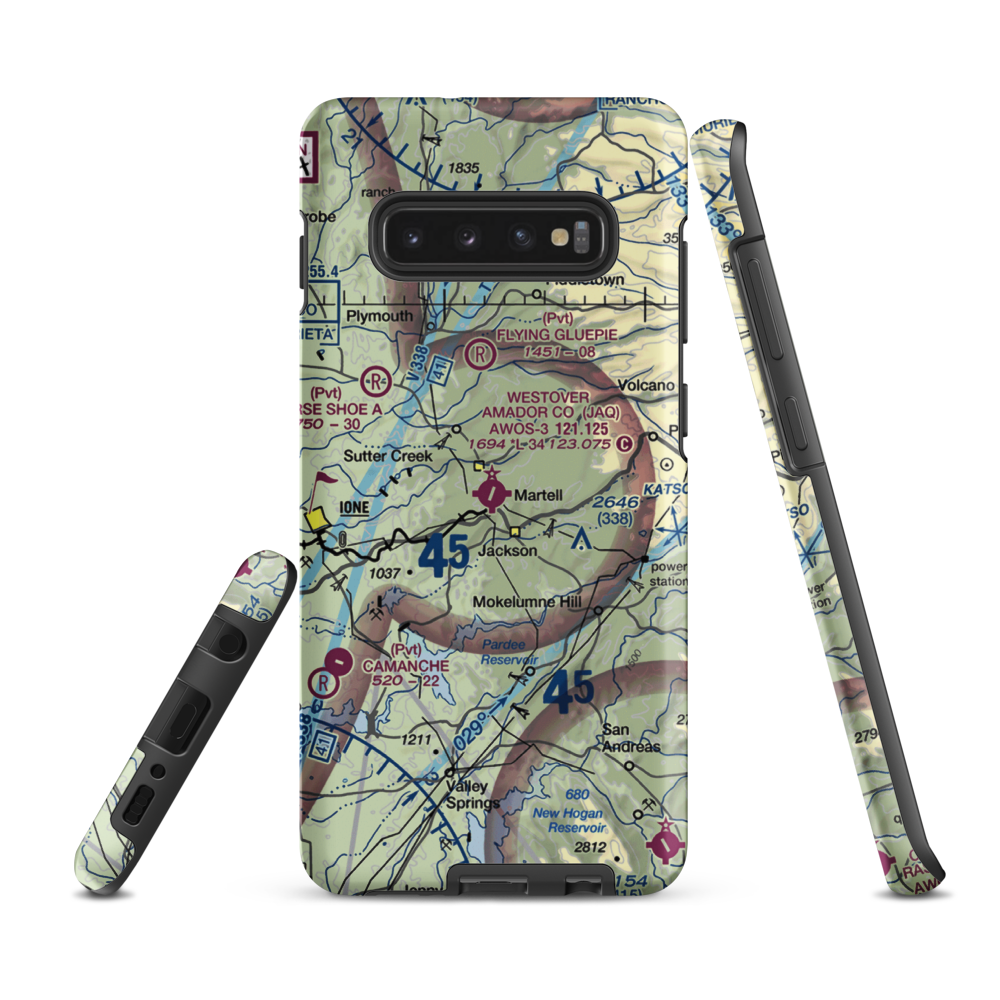 Westover Field Amador County Airport (JAQ) VFR Sectional Samsung Phone Case Samsung Galaxy S10 Plus model shown