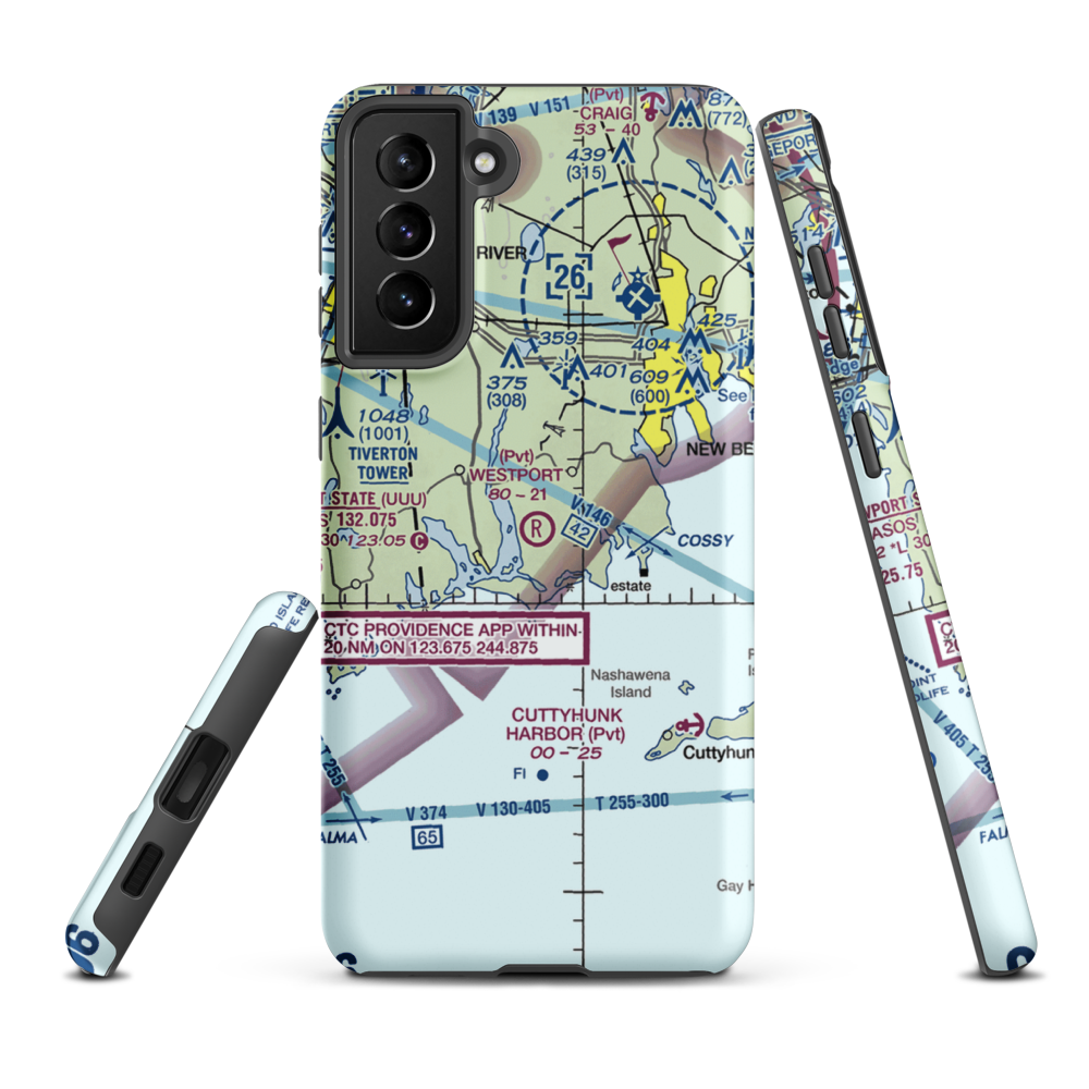 Westport Airport (3MA5) VFR Sectional Samsung Phone Case Samsung Galaxy S21 Plus model shown