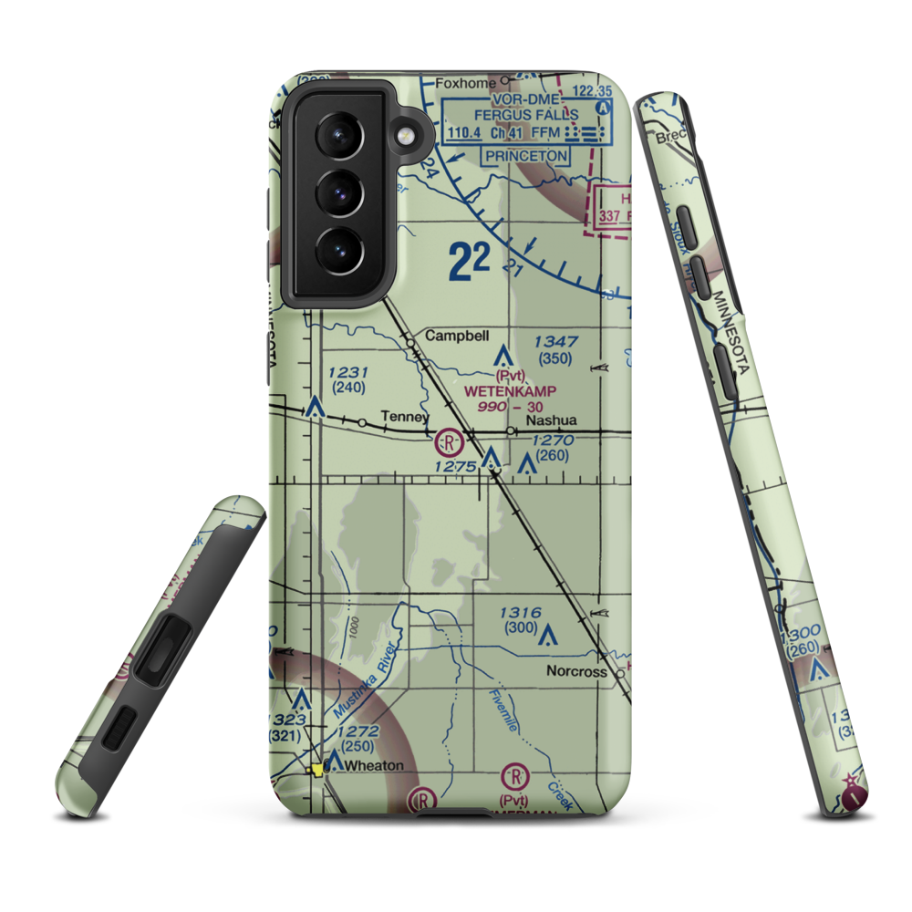 Wetenkamp Airport (29MN) VFR Sectional Samsung Phone Case Samsung Galaxy S21 Plus model shown