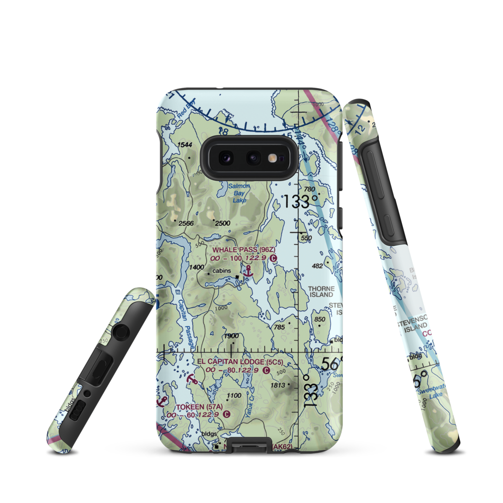 Whale Pass Seaplane Float Harbor Facility (96Z) VFR Sectional Samsung Phone Case Samsung Galaxy S10e model shown