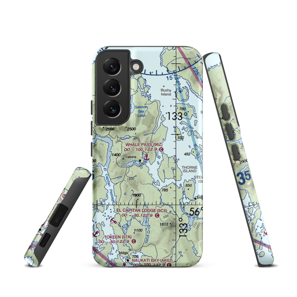 Whale Pass Seaplane Float Harbor Facility (96Z) VFR Sectional Samsung Phone Case Samsung Galaxy S22 model shown