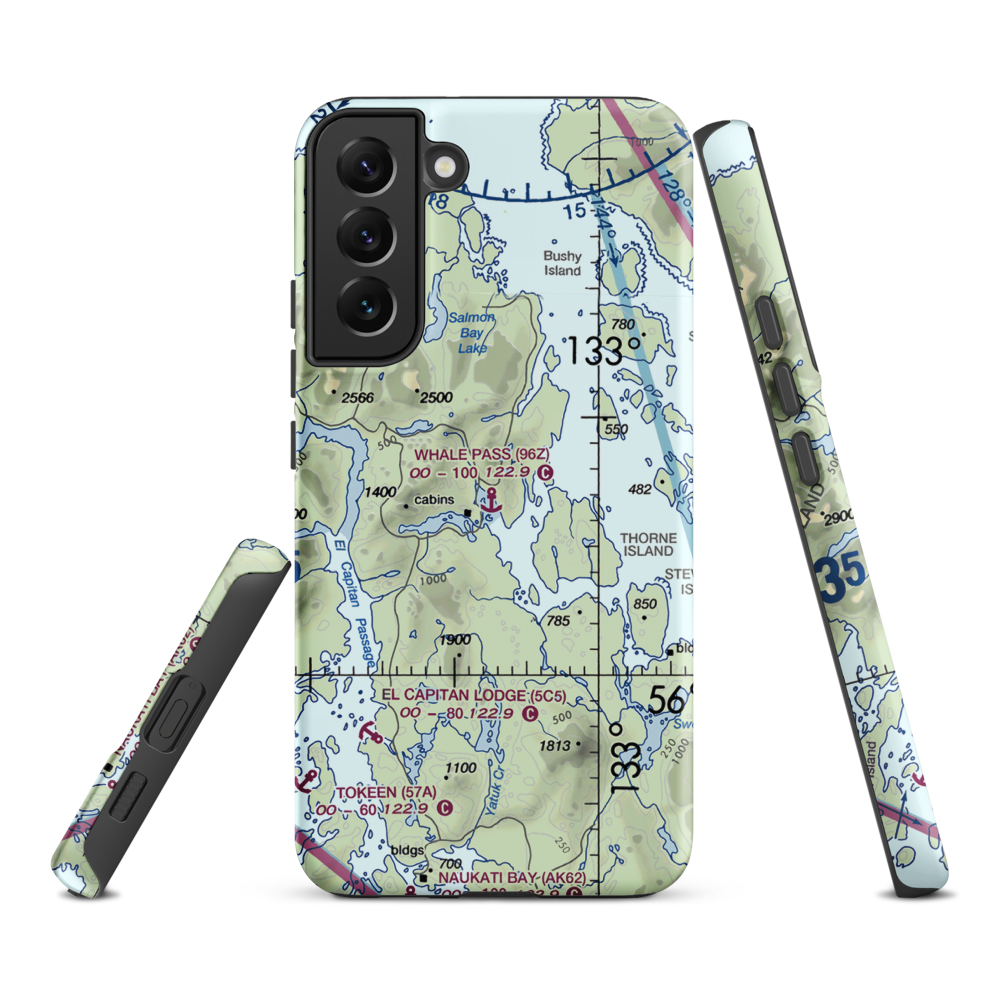 Whale Pass Seaplane Float Harbor Facility (96Z) VFR Sectional Samsung Phone Case Samsung Galaxy S22 Plus model shown