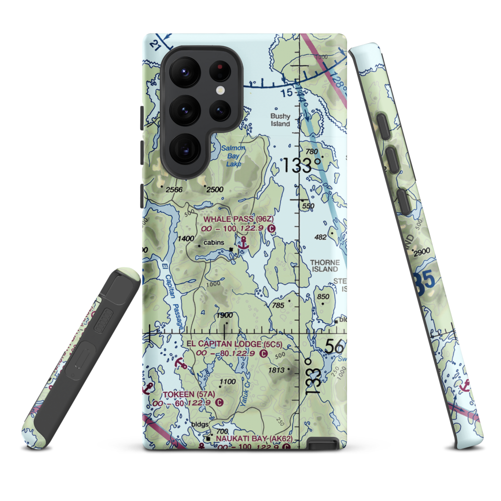 Whale Pass Seaplane Float Harbor Facility (96Z) VFR Sectional Samsung Phone Case Samsung Galaxy S22 Ultra model shown