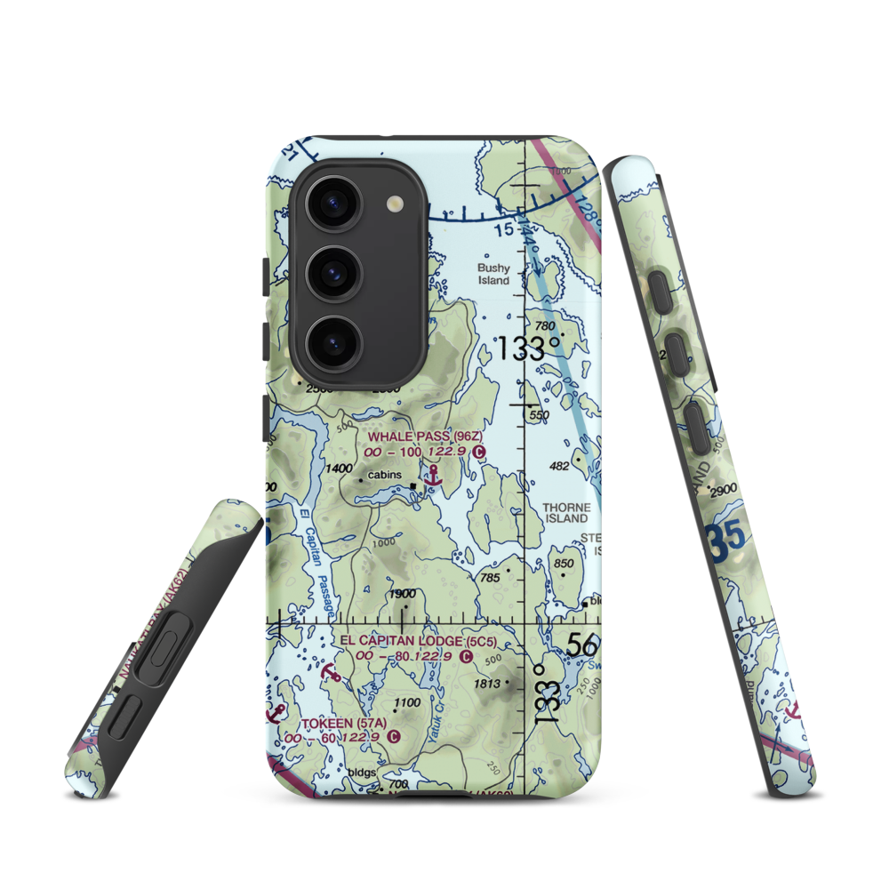 Whale Pass Seaplane Float Harbor Facility (96Z) VFR Sectional Samsung Phone Case Samsung Galaxy S23 model shown