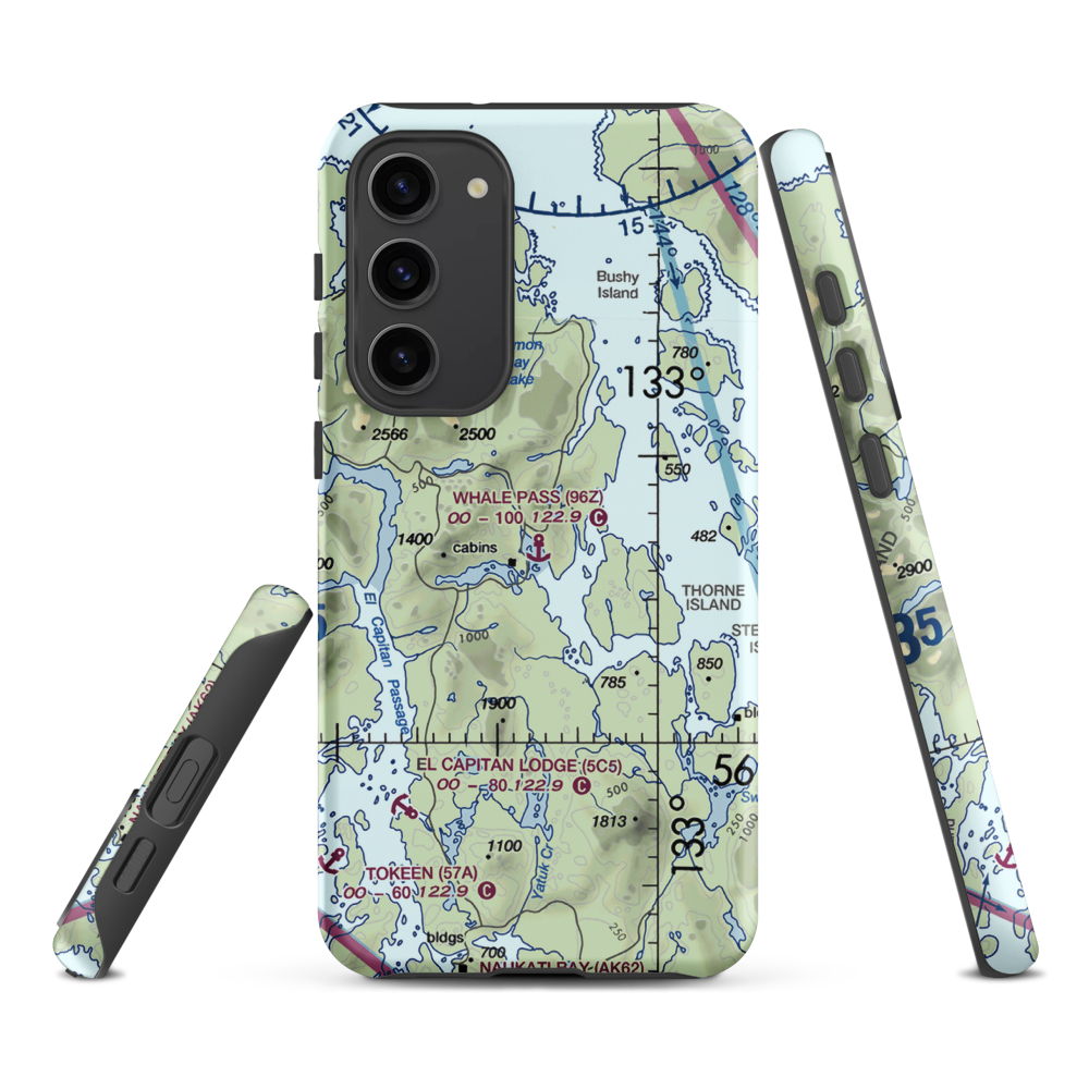 Whale Pass Seaplane Float Harbor Facility (96Z) VFR Sectional Samsung Phone Case Samsung Galaxy S23 Plus model shown