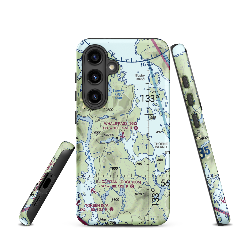 Whale Pass Seaplane Float Harbor Facility (96Z) VFR Sectional Samsung Phone Case Samsung Galaxy S24 model shown