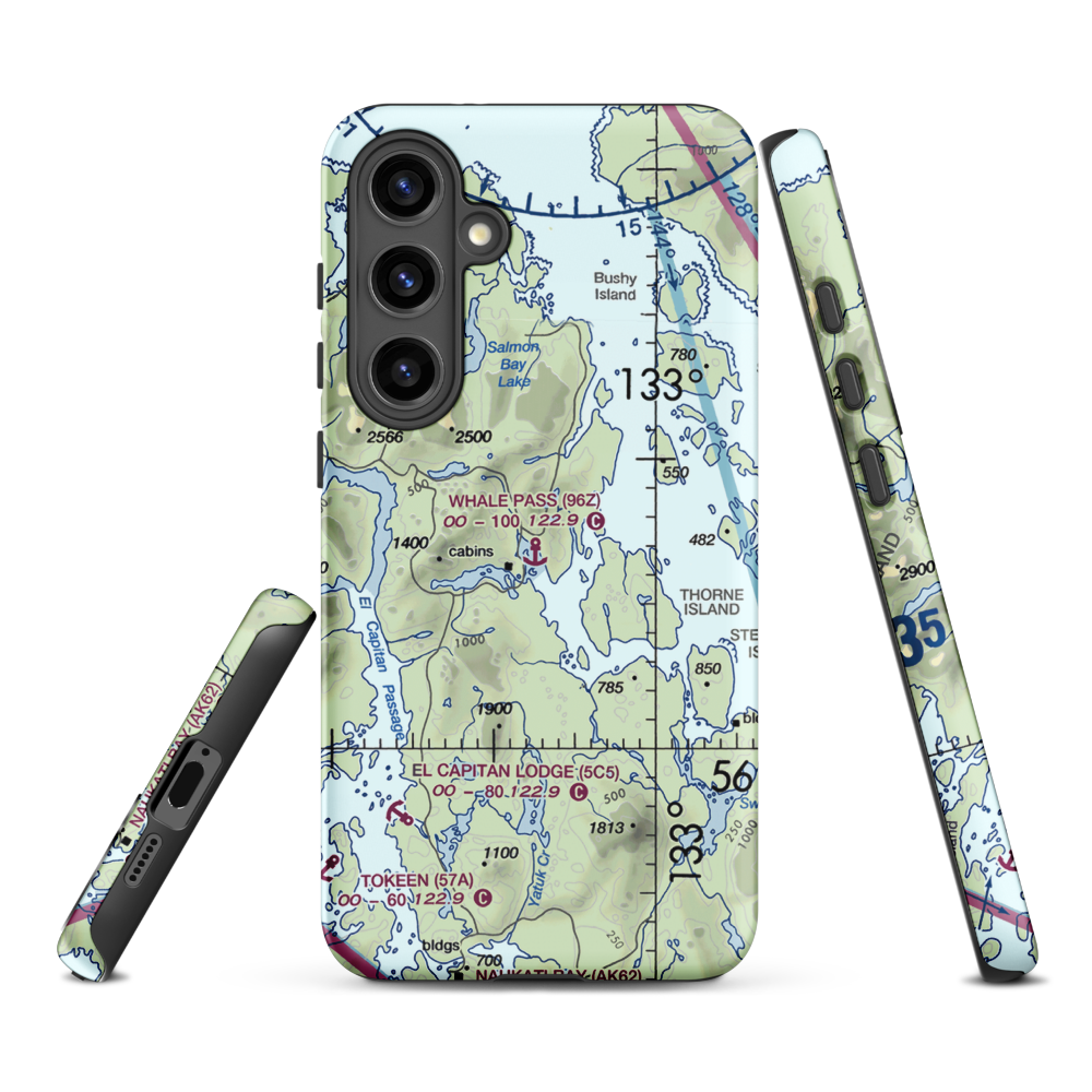 Whale Pass Seaplane Float Harbor Facility (96Z) VFR Sectional Samsung Phone Case Samsung Galaxy S24 Plus model shown