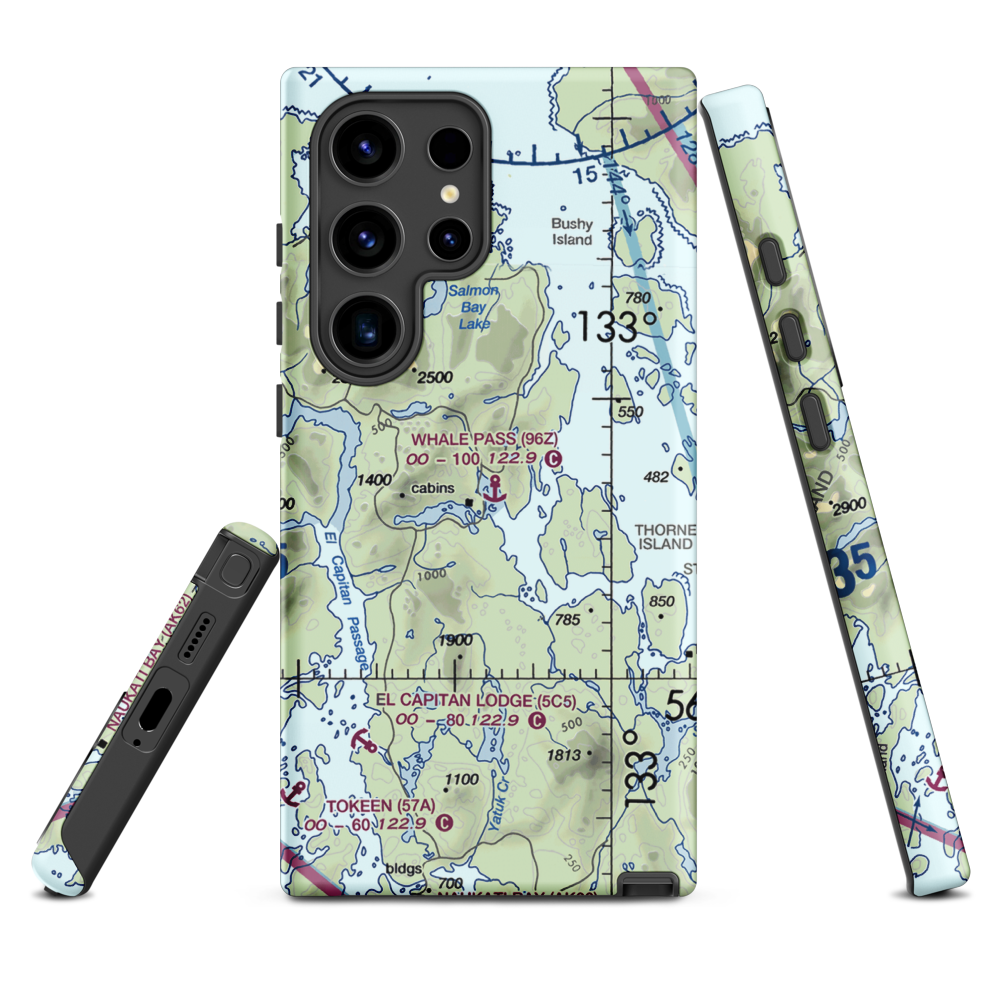 Whale Pass Seaplane Float Harbor Facility (96Z) VFR Sectional Samsung Phone Case Samsung Galaxy S24 Ultra model shown
