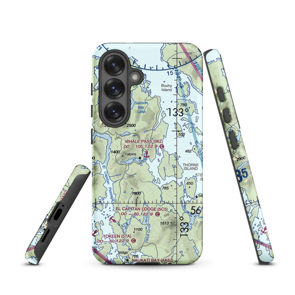 Whale Pass Seaplane Float Harbor Facility (96Z) VFR Sectional Samsung Phone Case Samsung Galaxy S25 model shown