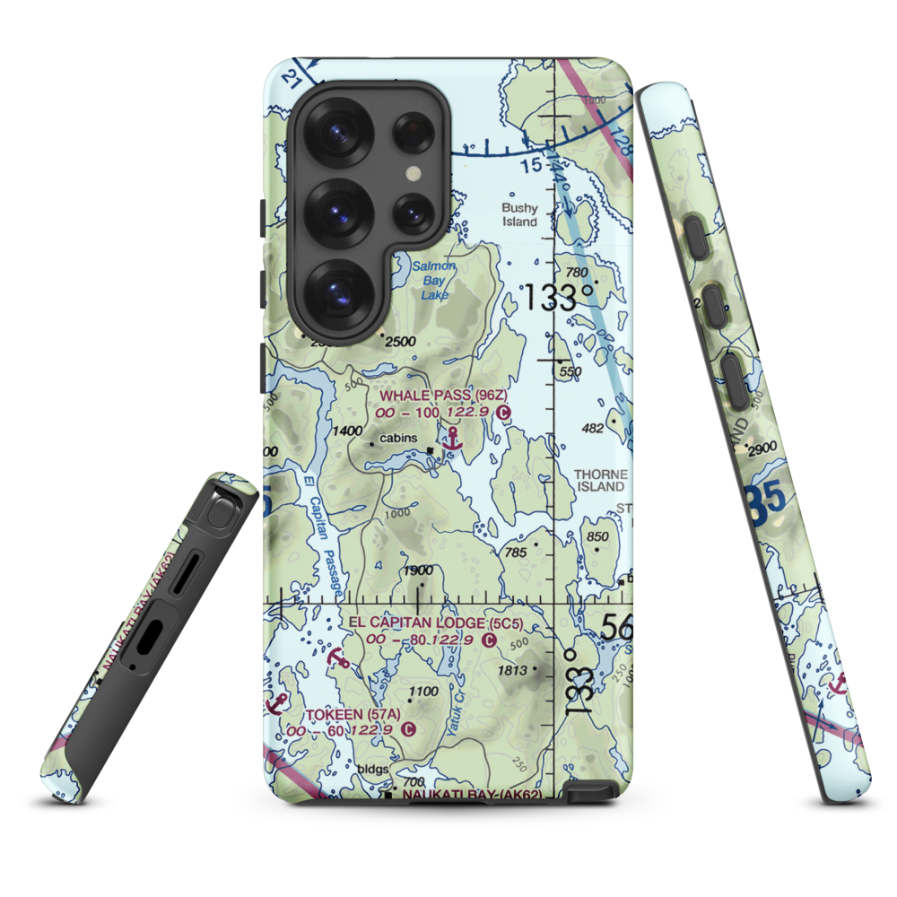 Whale Pass Seaplane Float Harbor Facility (96Z) VFR Sectional Samsung Phone Case Samsung Galaxy S25 Ultra model shown