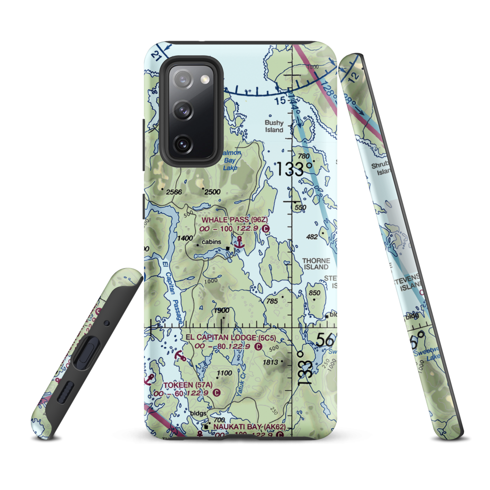 Whale Pass Seaplane Float Harbor Facility (96Z) VFR Sectional Samsung Phone Case Samsung Galaxy S20 FE model shown