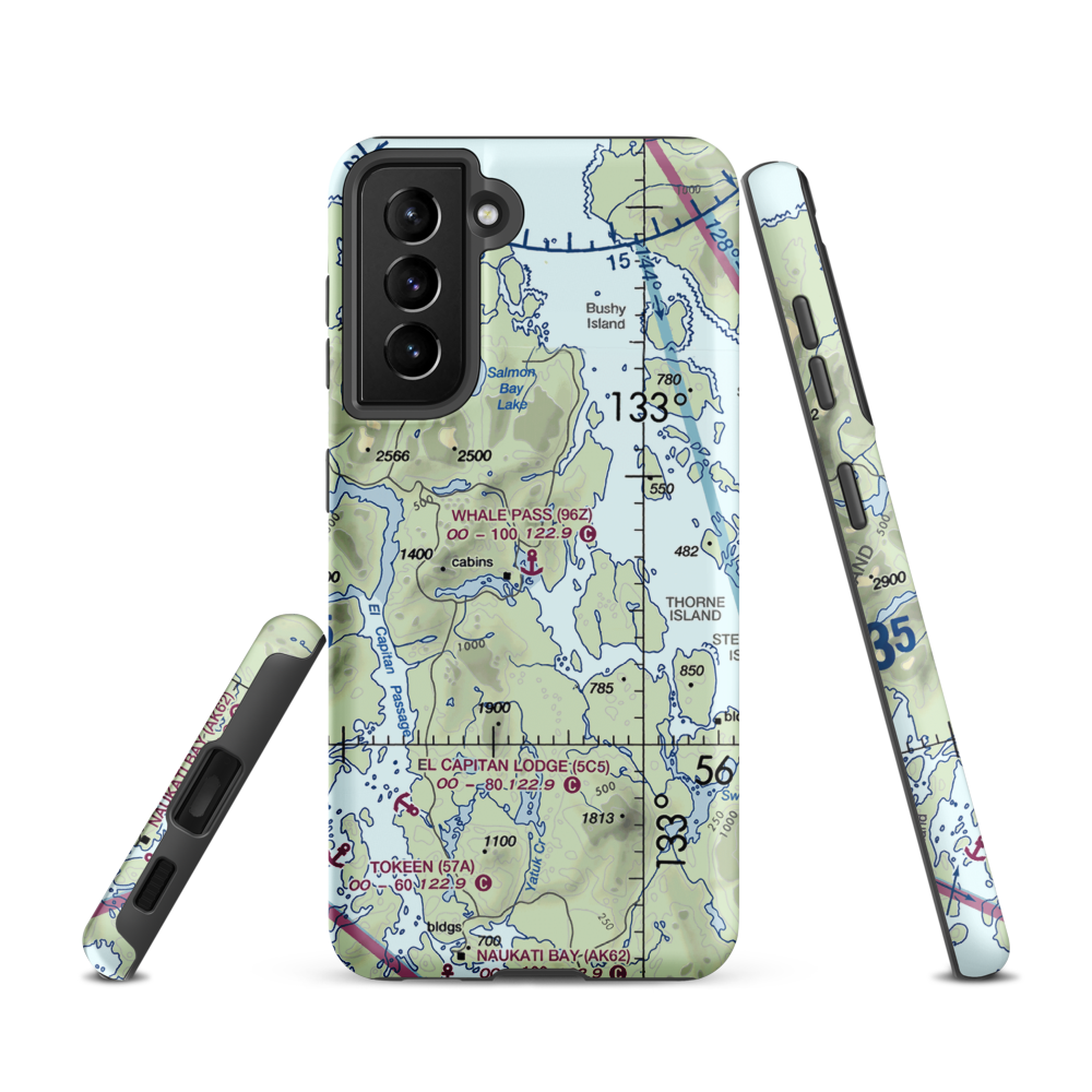 Whale Pass Seaplane Float Harbor Facility (96Z) VFR Sectional Samsung Phone Case Samsung Galaxy S21 model shown