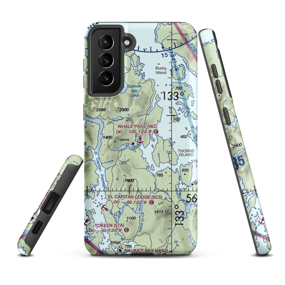 Whale Pass Seaplane Float Harbor Facility (96Z) VFR Sectional Samsung Phone Case Samsung Galaxy S21 FE model shown