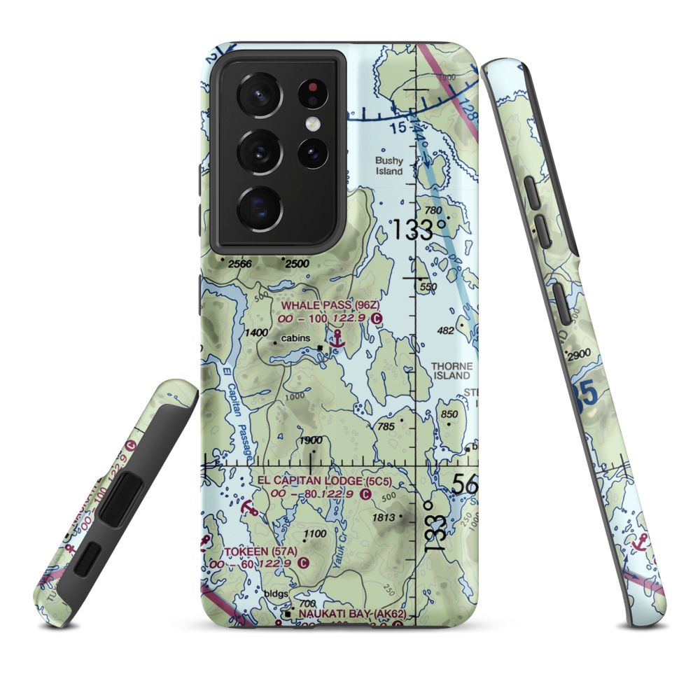 Whale Pass Seaplane Float Harbor Facility (96Z) VFR Sectional Samsung Phone Case Samsung Galaxy S21 Plus model shown