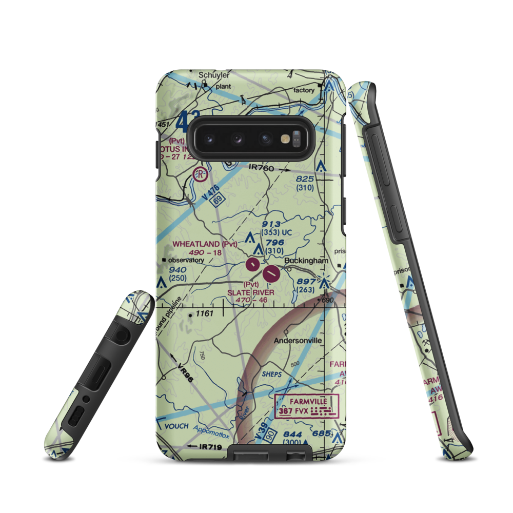 Wheatland Airport (23VA) VFR Sectional Samsung Phone Case Samsung Galaxy S10 model shown