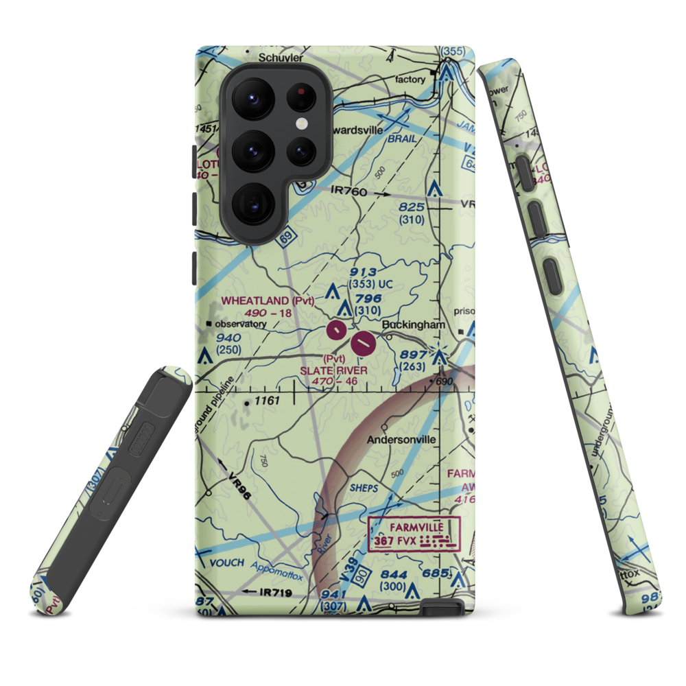 Wheatland Airport (23VA) VFR Sectional Samsung Phone Case Samsung Galaxy S22 Ultra model shown