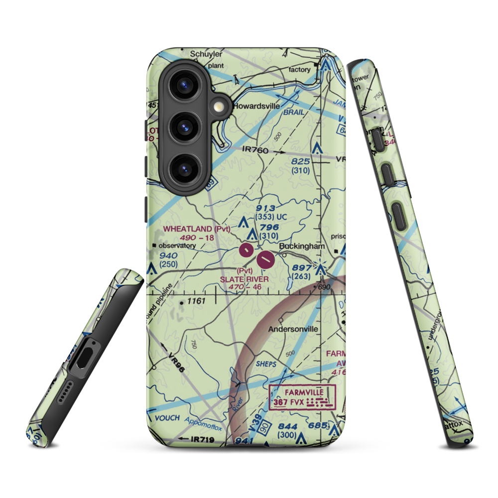 Wheatland Airport (23VA) VFR Sectional Samsung Phone Case Samsung Galaxy S24 Plus model shown
