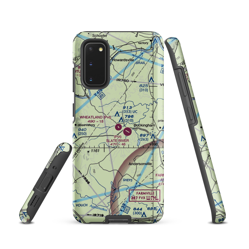 Wheatland Airport (23VA) VFR Sectional Samsung Phone Case Samsung Galaxy S20 model shown