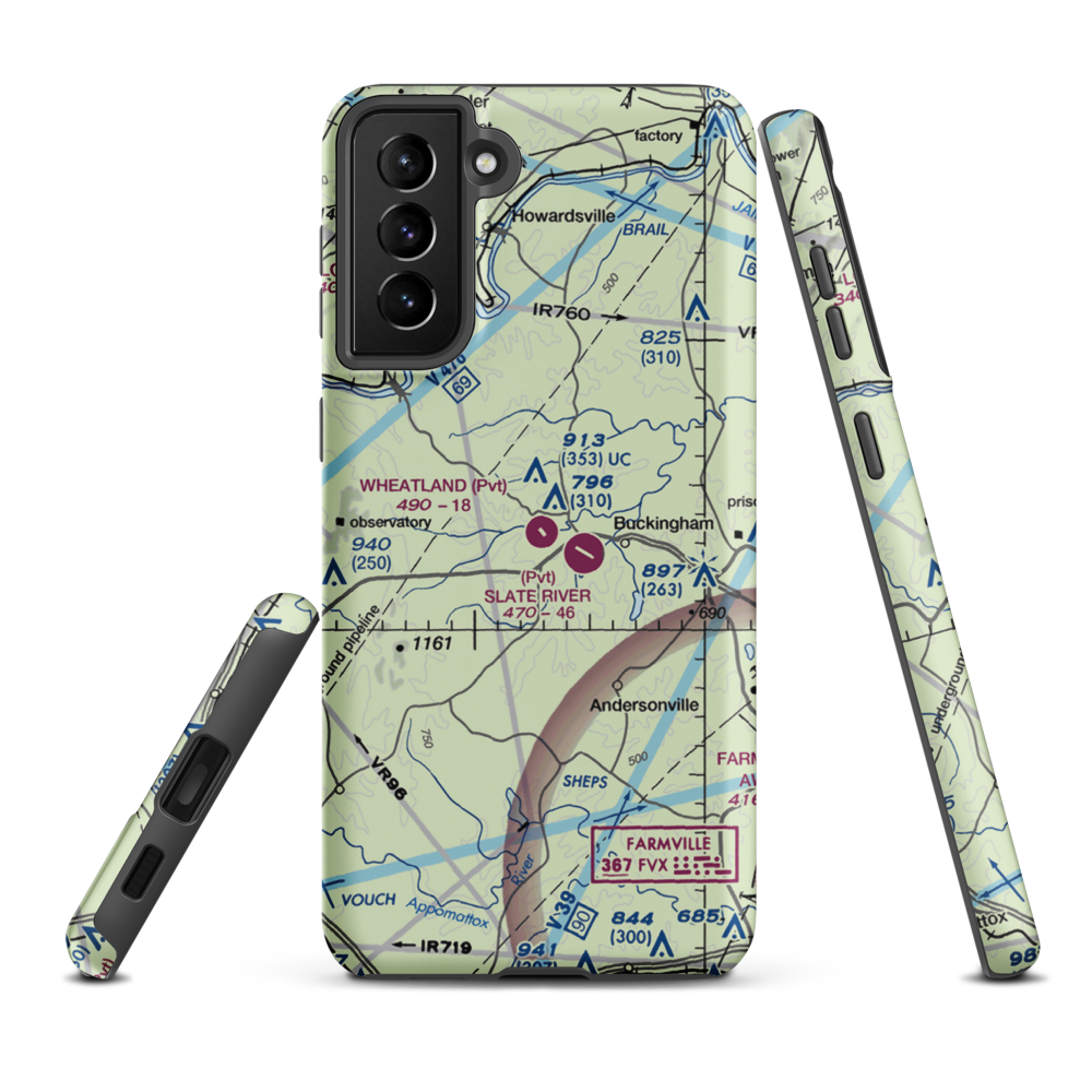 Wheatland Airport (23VA) VFR Sectional Samsung Phone Case Samsung Galaxy S21 Plus model shown