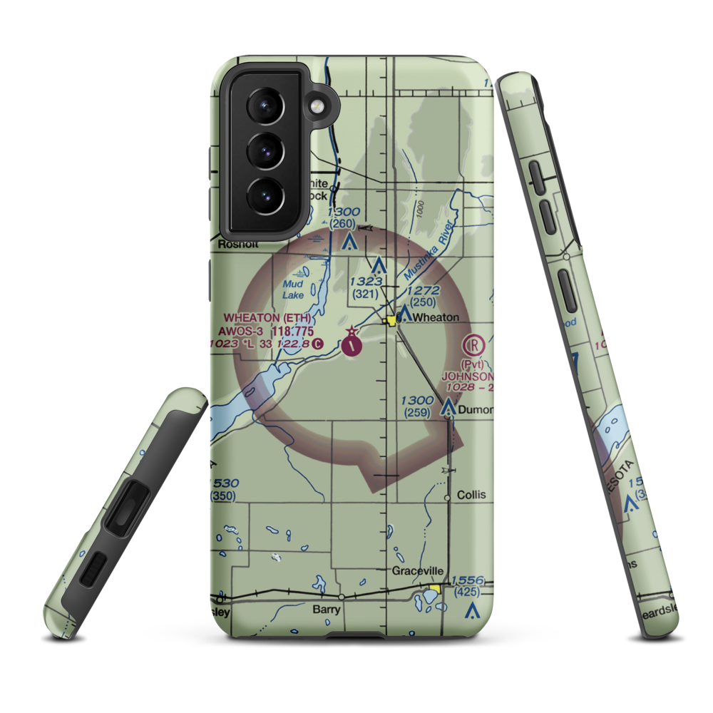 Wheaton Municipal Airport (ETH) VFR Sectional Samsung Phone Case Samsung Galaxy S21 FE model shown