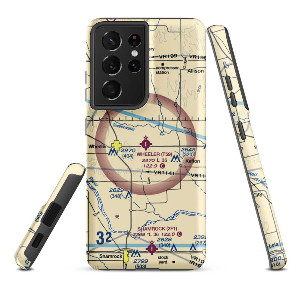 Wheeler Municipal Airport (T59) VFR Sectional Samsung Phone Case Samsung Galaxy S21 Plus model shown
