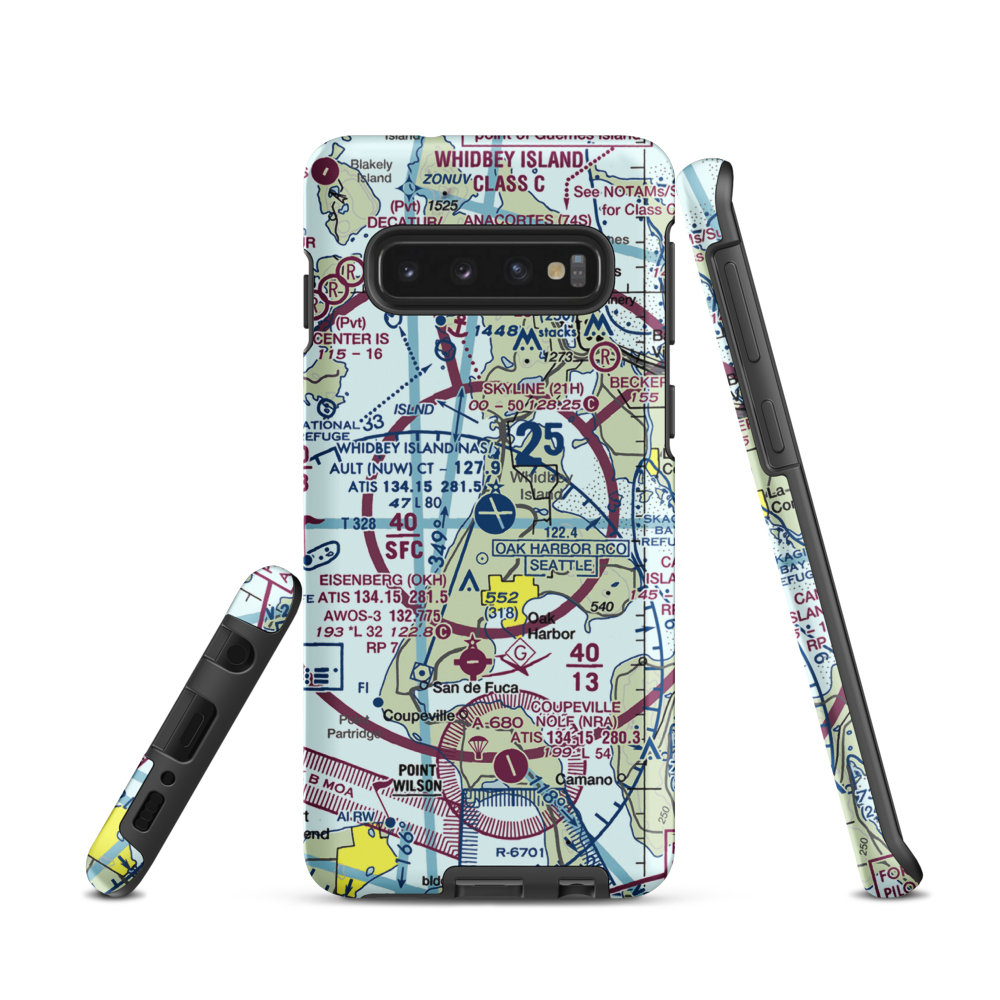 Whidbey Island Naval Air Station (Ault Field) (NUW) VFR Sectional Samsung Phone Case Samsung Galaxy S10 model shown