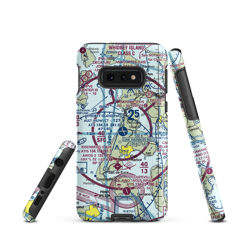 Whidbey Island Naval Air Station (Ault Field) (NUW) VFR Sectional Samsung Phone Case Samsung Galaxy S10e model shown