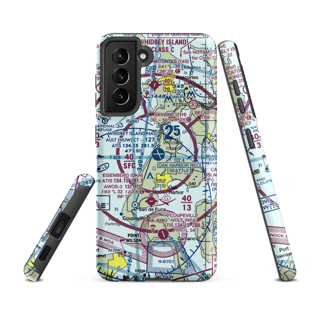 Whidbey Island Naval Air Station (Ault Field) (NUW) VFR Sectional Samsung Phone Case Samsung Galaxy S21 FE model shown