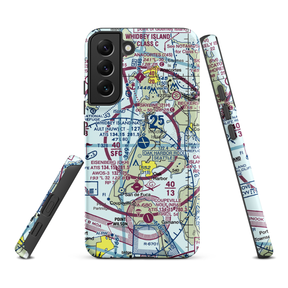 Whidbey Island Naval Air Station (Ault Field) (NUW) VFR Sectional Samsung Phone Case Samsung Galaxy S22 Plus model shown