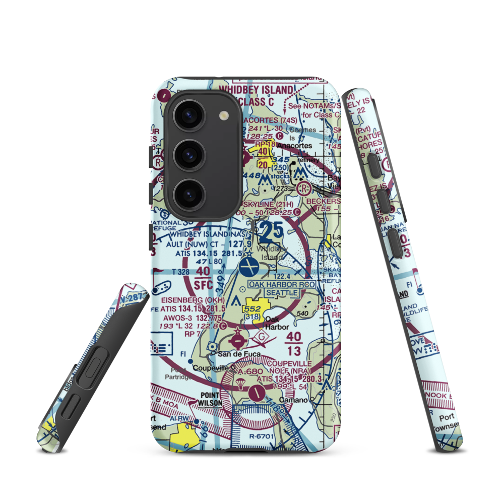 Whidbey Island Naval Air Station (Ault Field) (NUW) VFR Sectional Samsung Phone Case Samsung Galaxy S23 model shown