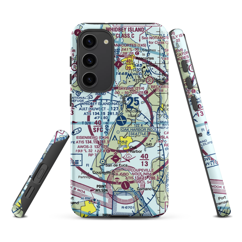 Whidbey Island Naval Air Station (Ault Field) (NUW) VFR Sectional Samsung Phone Case Samsung Galaxy S23 Plus model shown