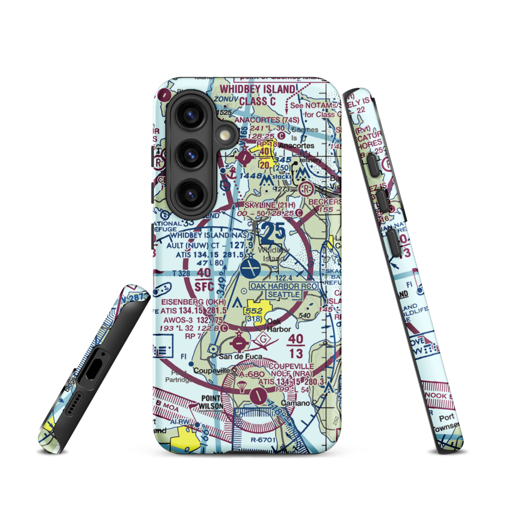 Whidbey Island Naval Air Station (Ault Field) (NUW) VFR Sectional Samsung Phone Case Samsung Galaxy S24 model shown
