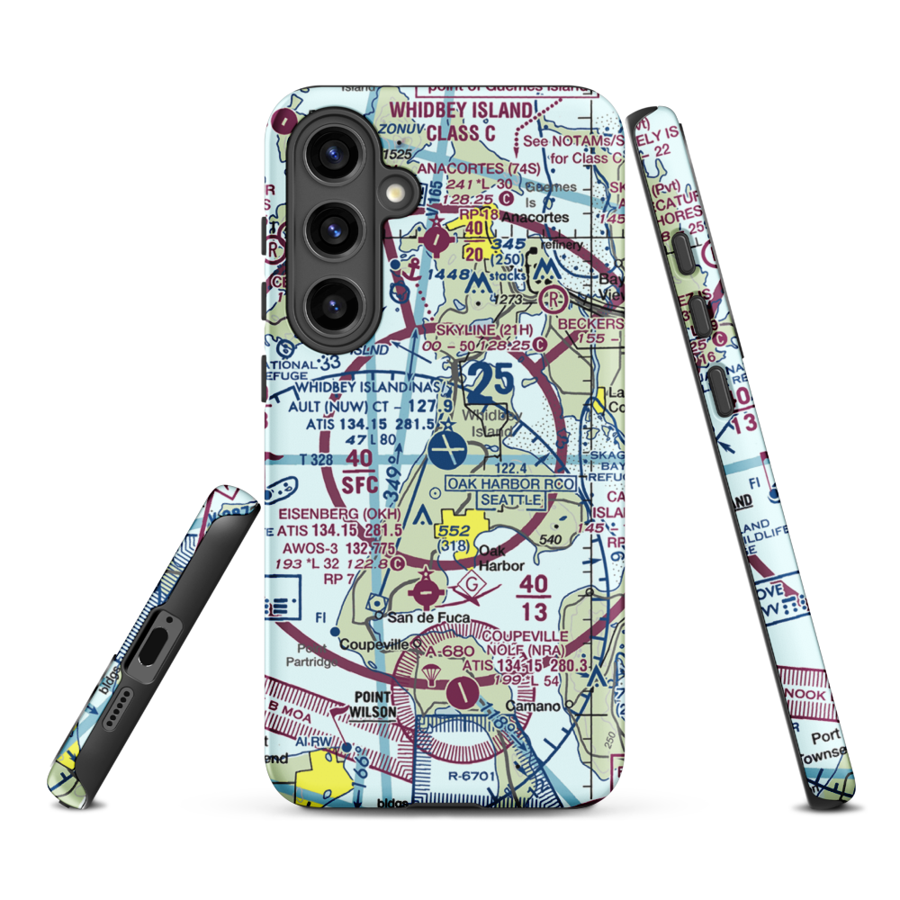 Whidbey Island Naval Air Station (Ault Field) (NUW) VFR Sectional Samsung Phone Case Samsung Galaxy S24 Plus model shown