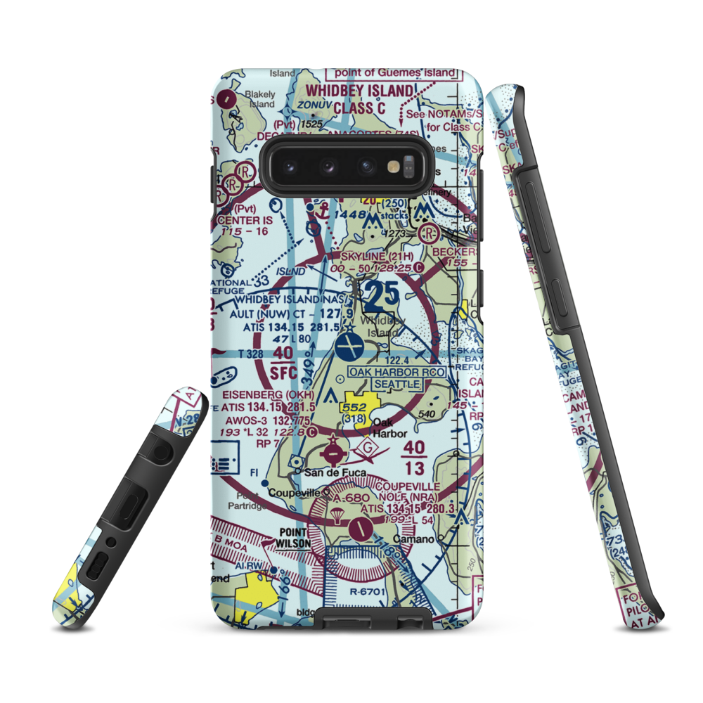 Whidbey Island Naval Air Station (Ault Field) (NUW) VFR Sectional Samsung Phone Case Samsung Galaxy S10 Plus model shown