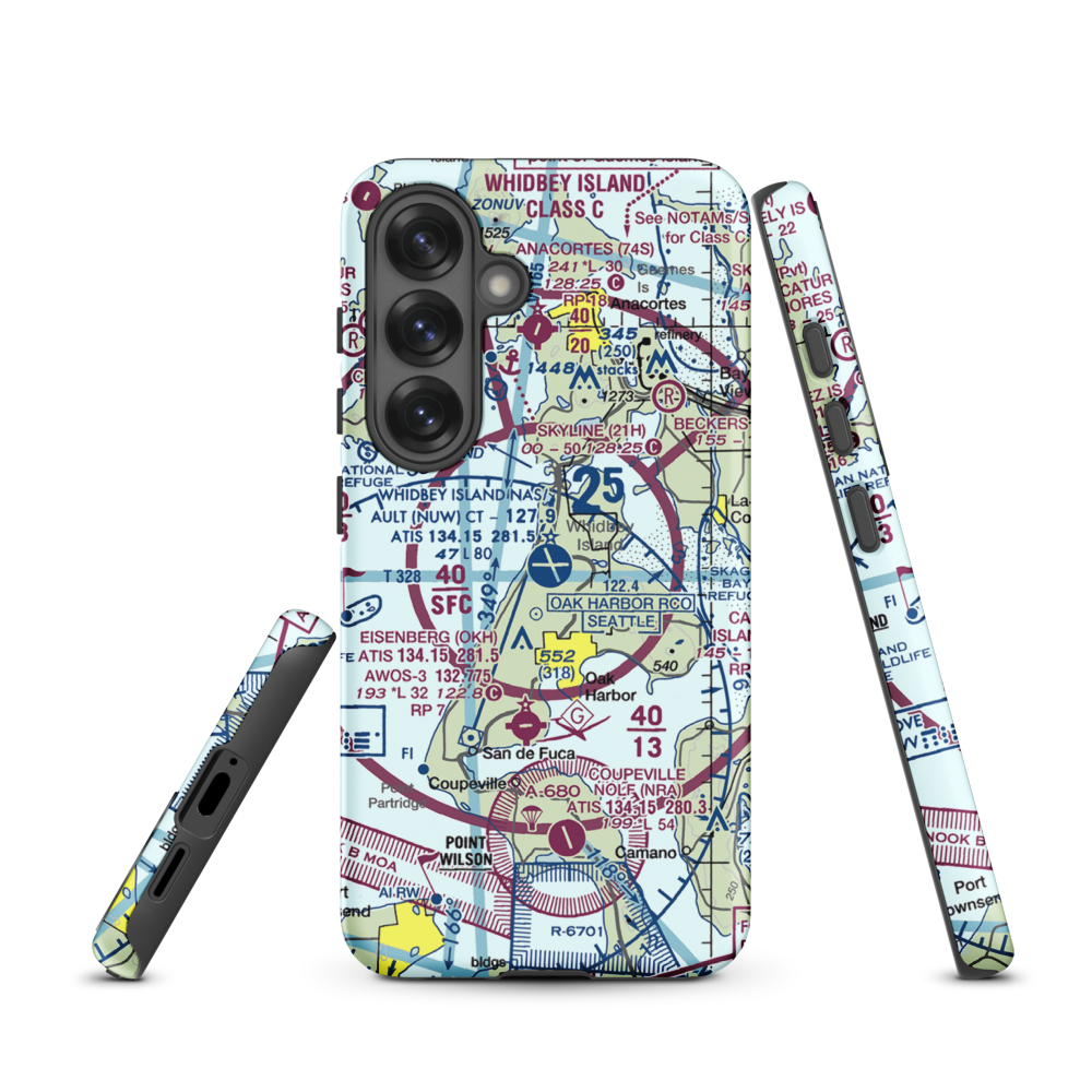 Whidbey Island Naval Air Station (Ault Field) (NUW) VFR Sectional Samsung Phone Case Samsung Galaxy S25 model shown