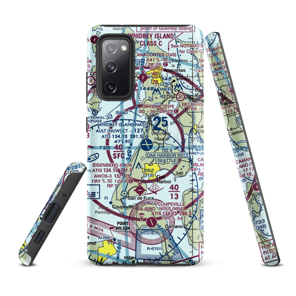Whidbey Island Naval Air Station (Ault Field) (NUW) VFR Sectional Samsung Phone Case Samsung Galaxy S20 FE model shown