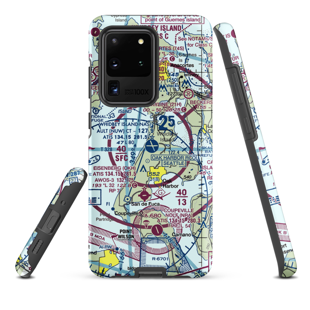 Whidbey Island Naval Air Station (Ault Field) (NUW) VFR Sectional Samsung Phone Case Samsung Galaxy S20 Ultra model shown