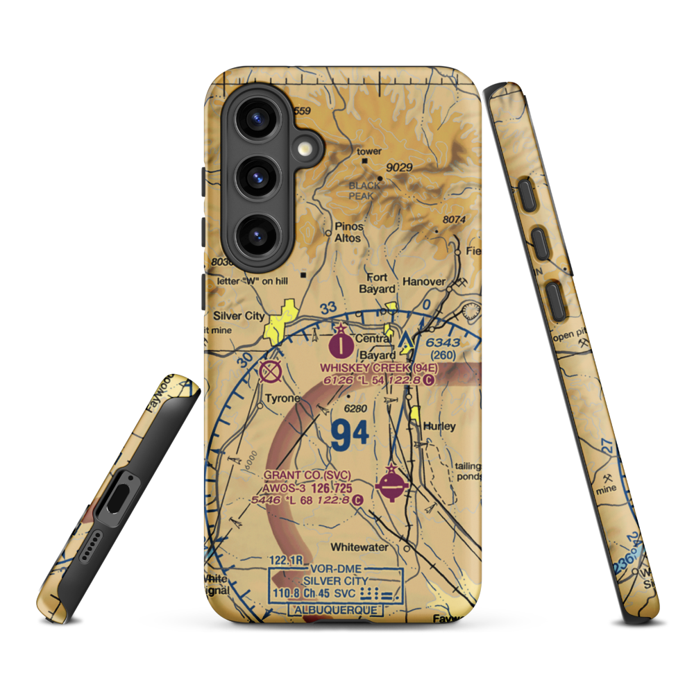 Whiskey Creek Airport (94E) VFR Sectional Samsung Phone Case Samsung Galaxy S24 Plus model shown