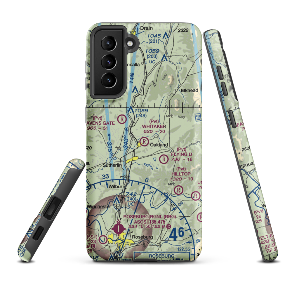 Whitaker Airport (60OR) VFR Sectional Samsung Phone Case Samsung Galaxy S21 Plus model shown