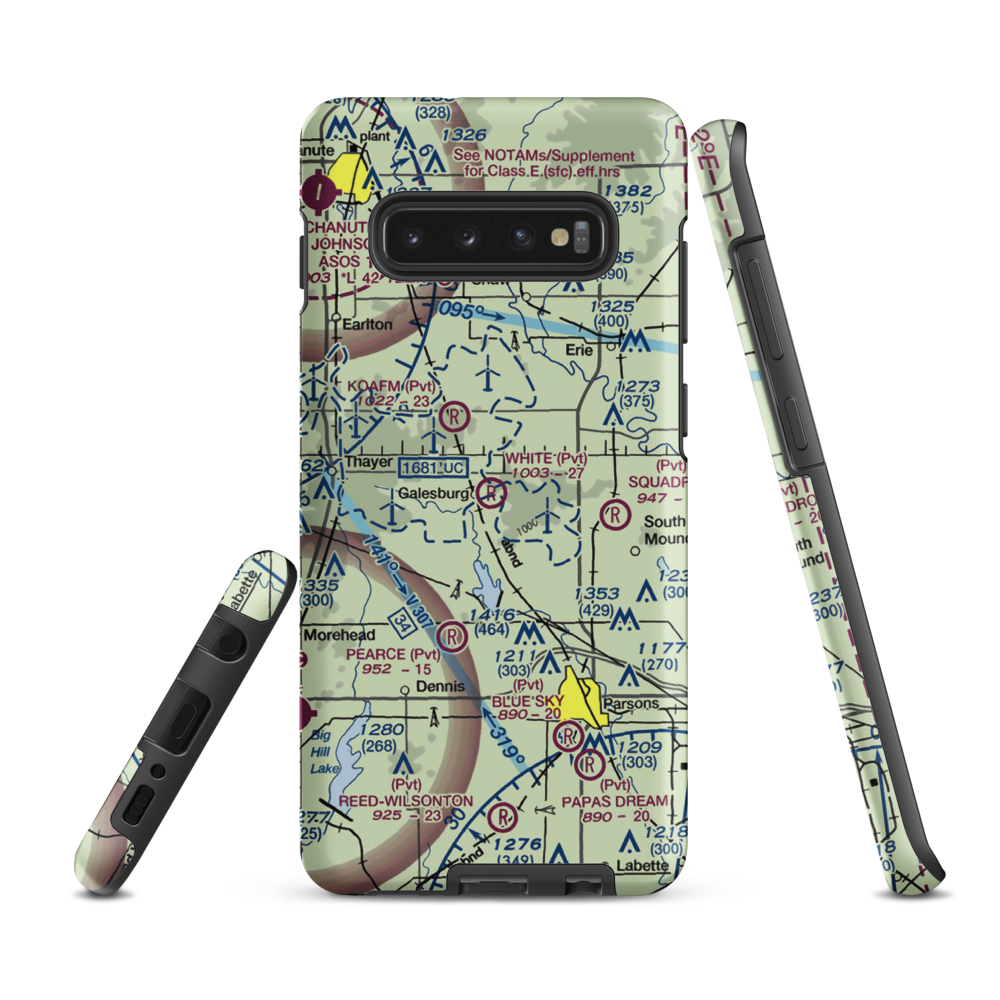 White Farms Airport (36KS) VFR Sectional Samsung Phone Case Samsung Galaxy S10 Plus model shown