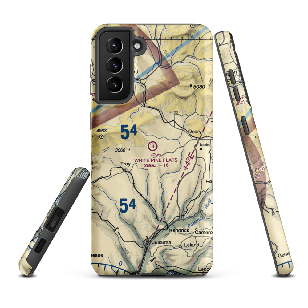 White Pine Flats Ranch LLC Airport (ID94) VFR Sectional Samsung Phone Case Samsung Galaxy S21 Plus model shown
