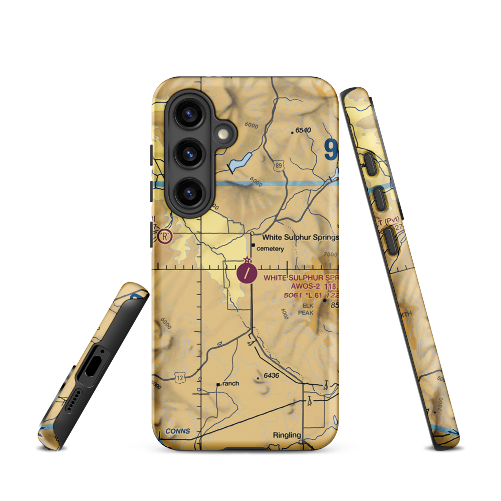 White Sulphur Springs Airport (7S6) VFR Sectional Samsung Phone Case Samsung Galaxy S24 model shown