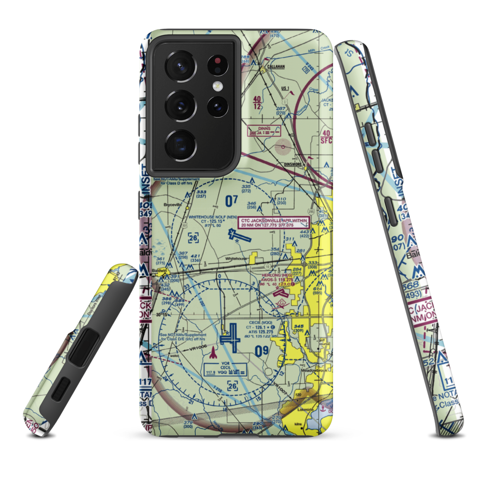 Whitehouse Naval Outlying Field (NEN) VFR Sectional Samsung Phone Case Samsung Galaxy S21 Plus model shown