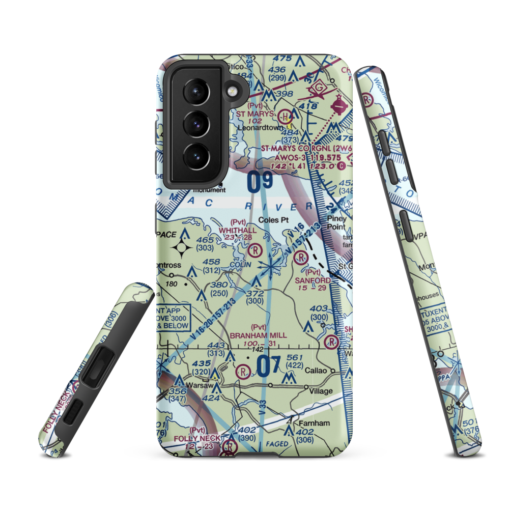 Whithall Farm Airport (1VG2) VFR Sectional Samsung Phone Case Samsung Galaxy S21 FE model shown