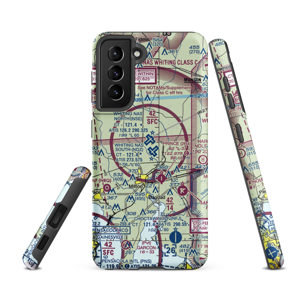 Whiting Field Naval Air Station South Airport (NDZ) VFR Sectional Samsung Phone Case Samsung Galaxy S21 FE model shown