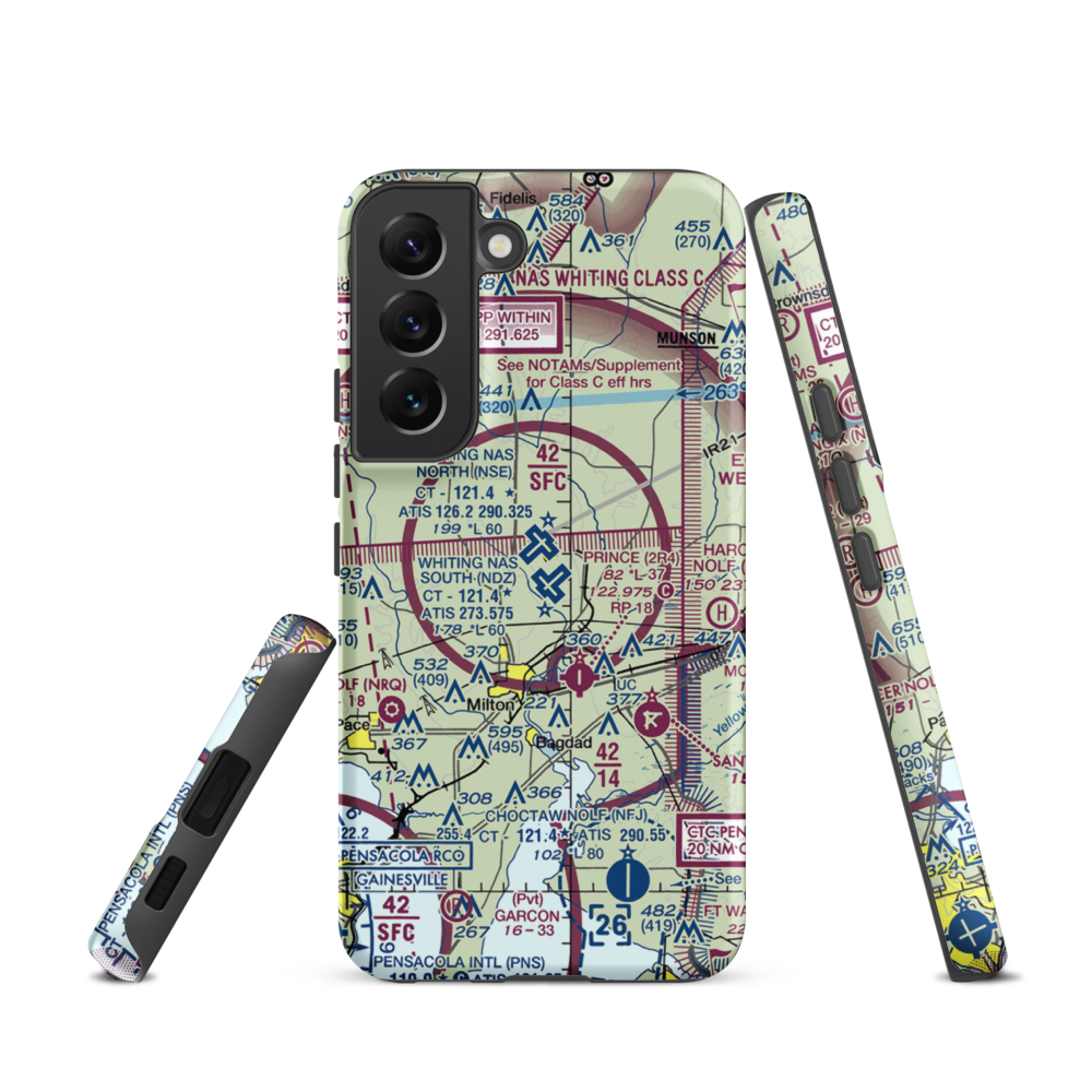 Whiting Field Naval Air Station South Airport (NDZ) VFR Sectional Samsung Phone Case Samsung Galaxy S22 model shown